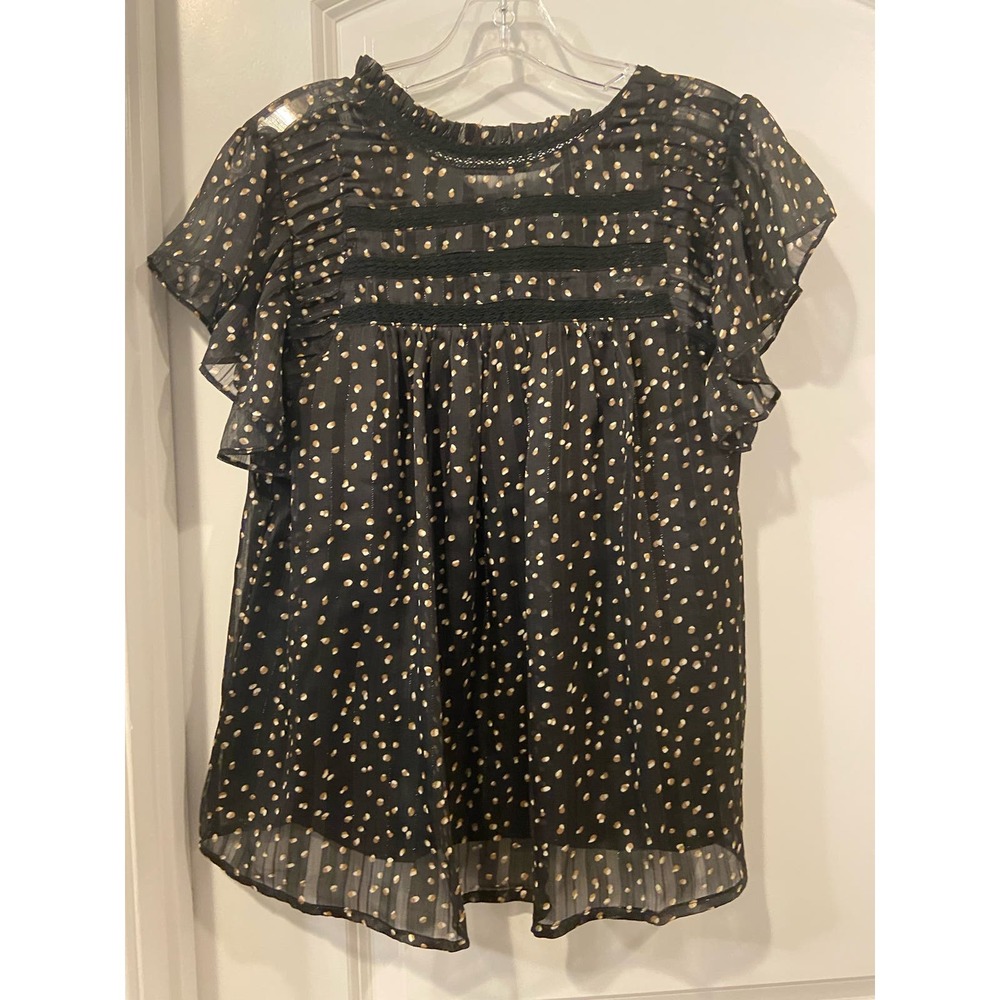 Umgee Size Small Ruffle top, metallic sheer